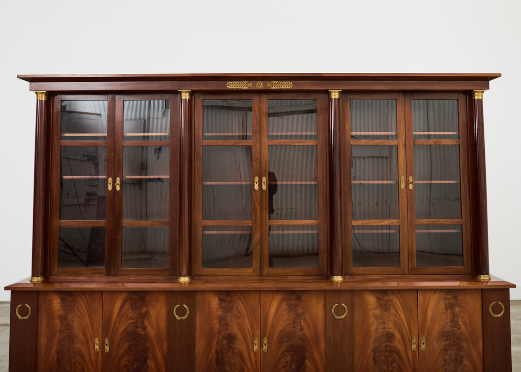 Grand French Empire Style Bronze Mahogany Bibliotheque Bookcase
