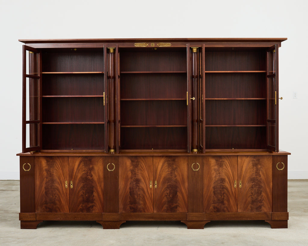 Grand French Empire Style Bronze Mahogany Bibliotheque Bookcase