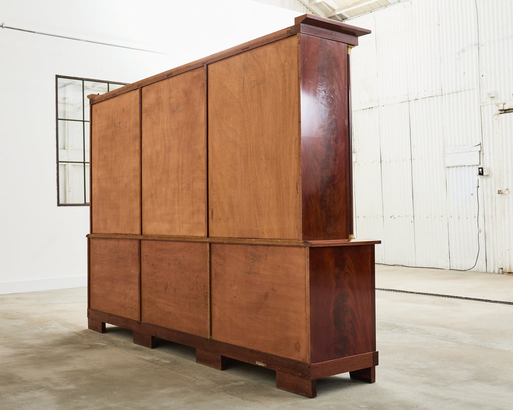 Grand French Empire Style Bronze Mahogany Bibliotheque Bookcase