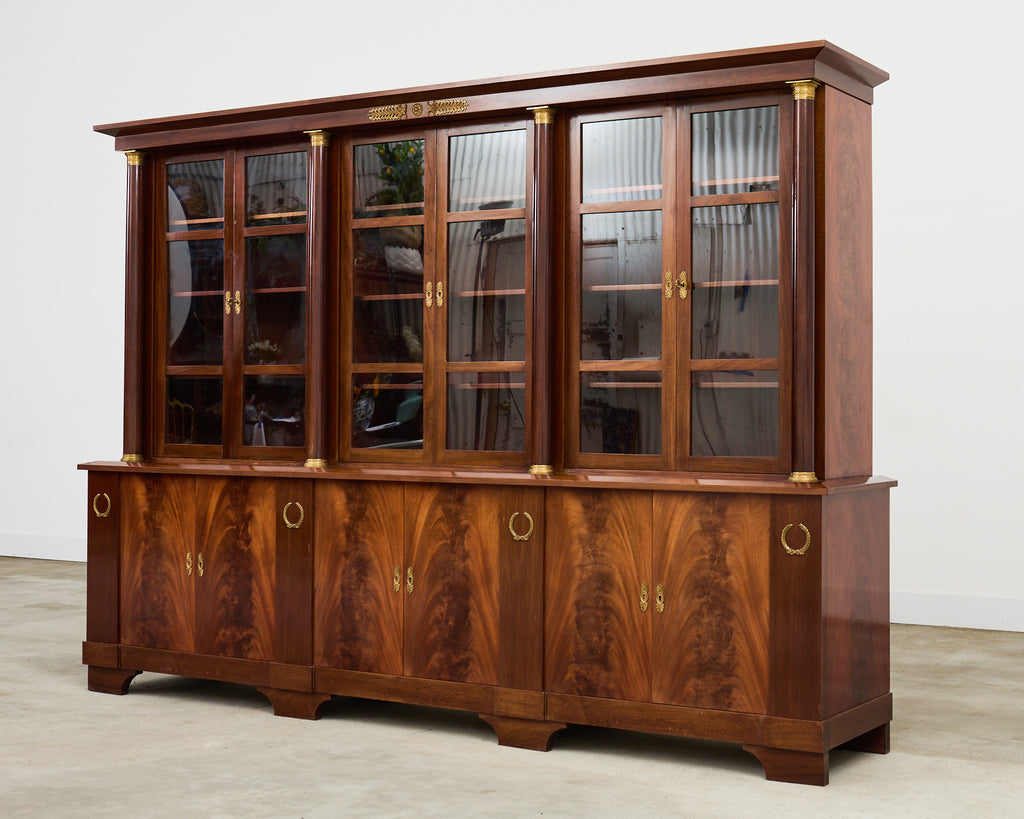 Grand French Empire Style Bronze Mahogany Bibliotheque Bookcase