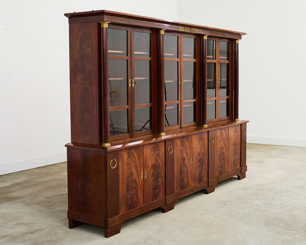 Grand French Empire Style Bronze Mahogany Bibliotheque Bookcase