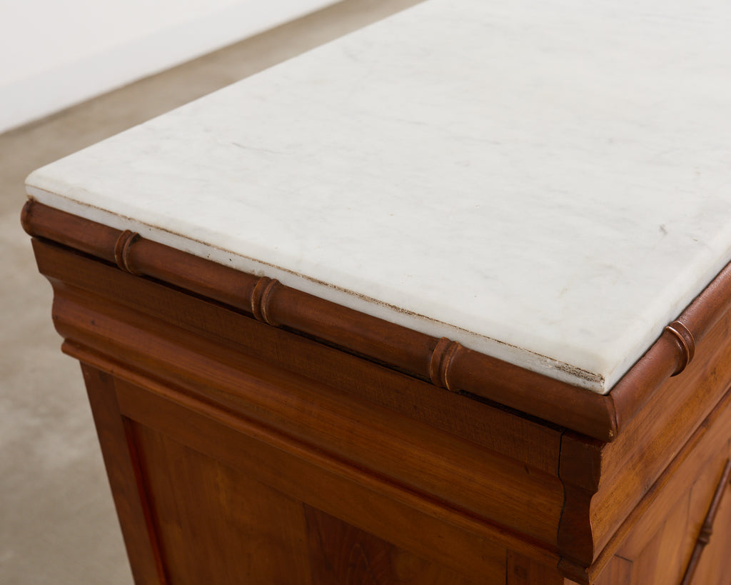 English Aesthetic Movement Faux Bamboo Marble Top Buffet Sideboard