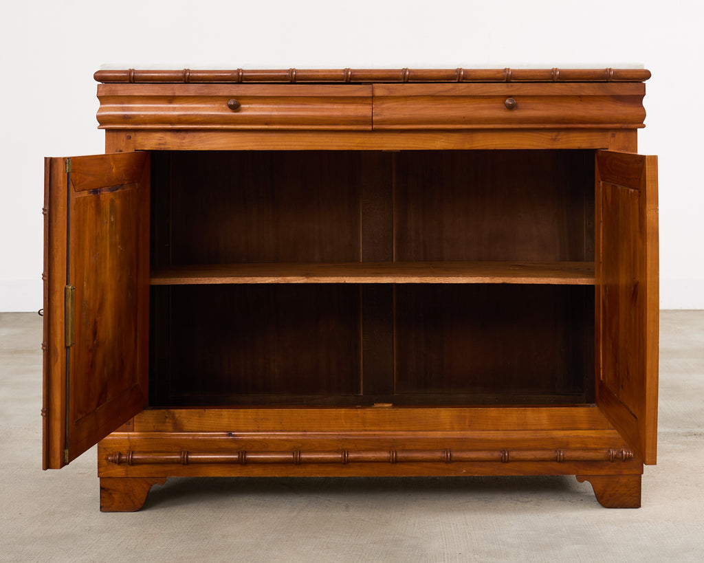 English Aesthetic Movement Faux Bamboo Marble Top Buffet Sideboard