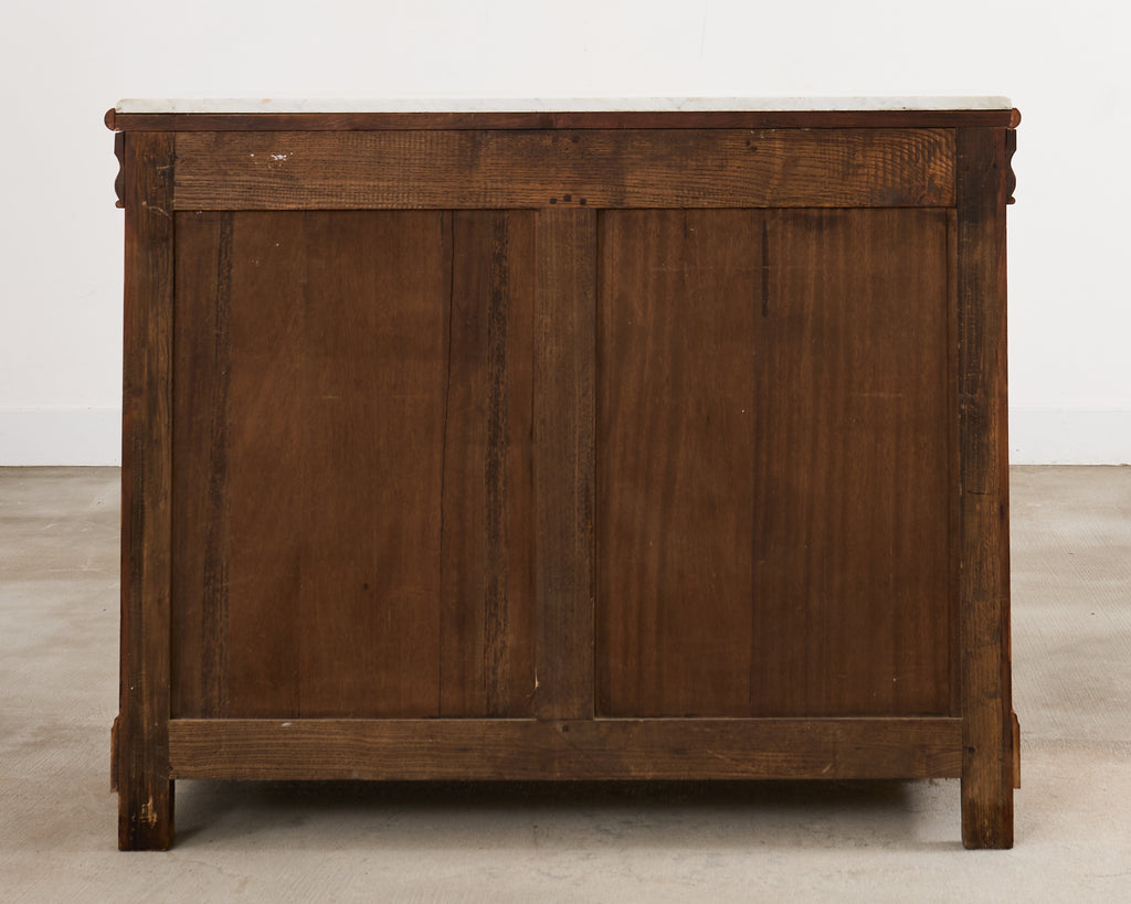 English Aesthetic Movement Faux Bamboo Marble Top Buffet Sideboard