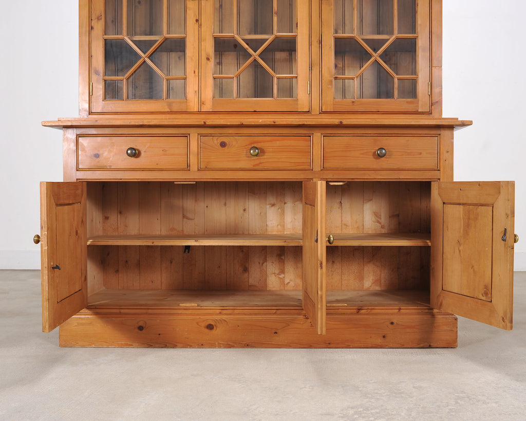 Country English Georgian Pine Bookcase Astragal Glazed Doors