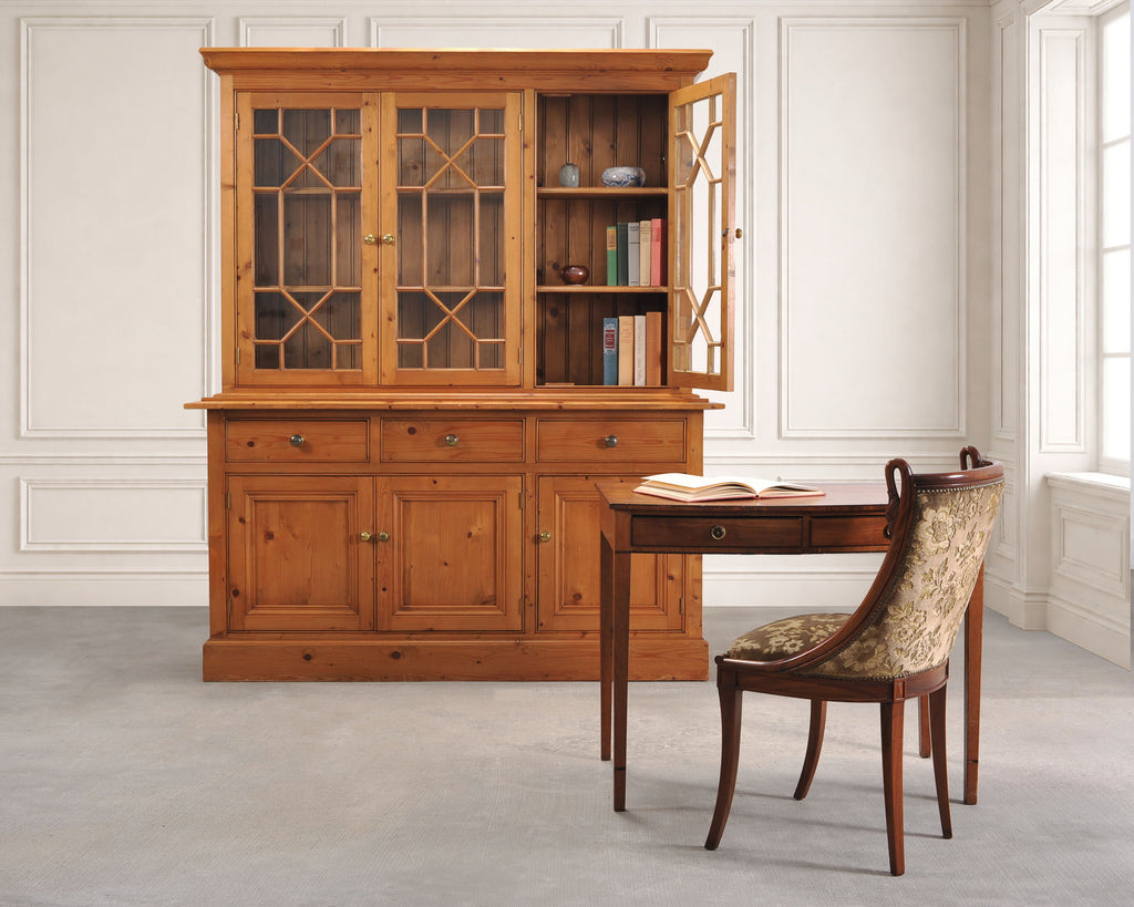 Country English Georgian Pine Bookcase Astragal Glazed Doors
