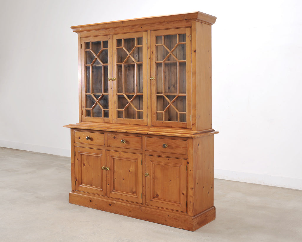 Country English Georgian Pine Bookcase Astragal Glazed Doors