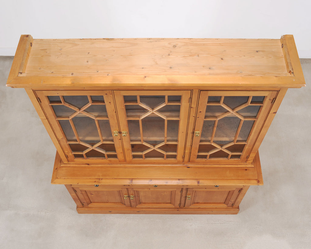 Country English Georgian Pine Bookcase Astragal Glazed Doors