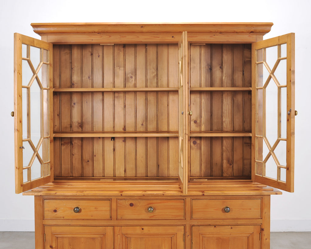 Country English Georgian Pine Bookcase Astragal Glazed Doors