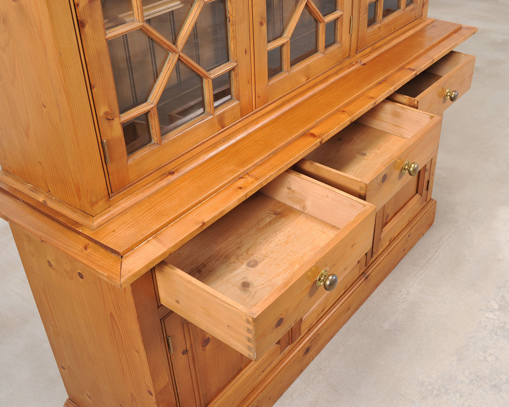 Country English Georgian Pine Bookcase Astragal Glazed Doors
