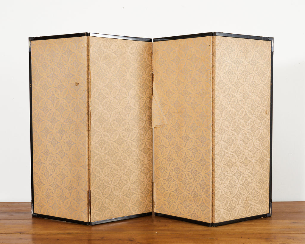 Japanese Showa Four Panel Screen Autumn Landscape on Gilt