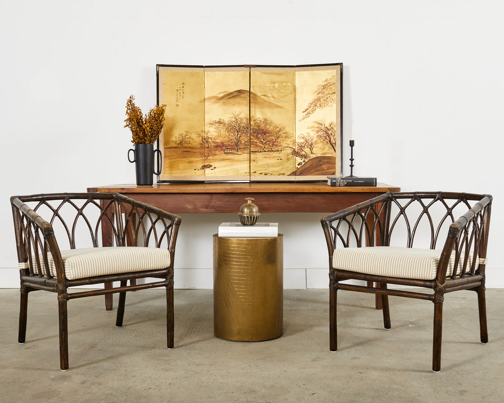 Japanese Showa Four Panel Screen Autumn Landscape on Gilt