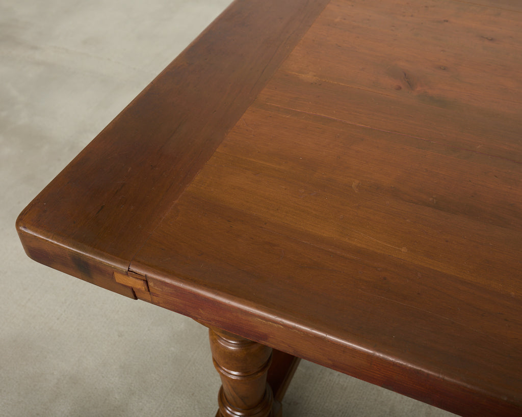 Country English Provincial Walnut Farmhouse Trestle Dining Table 8 Ft.