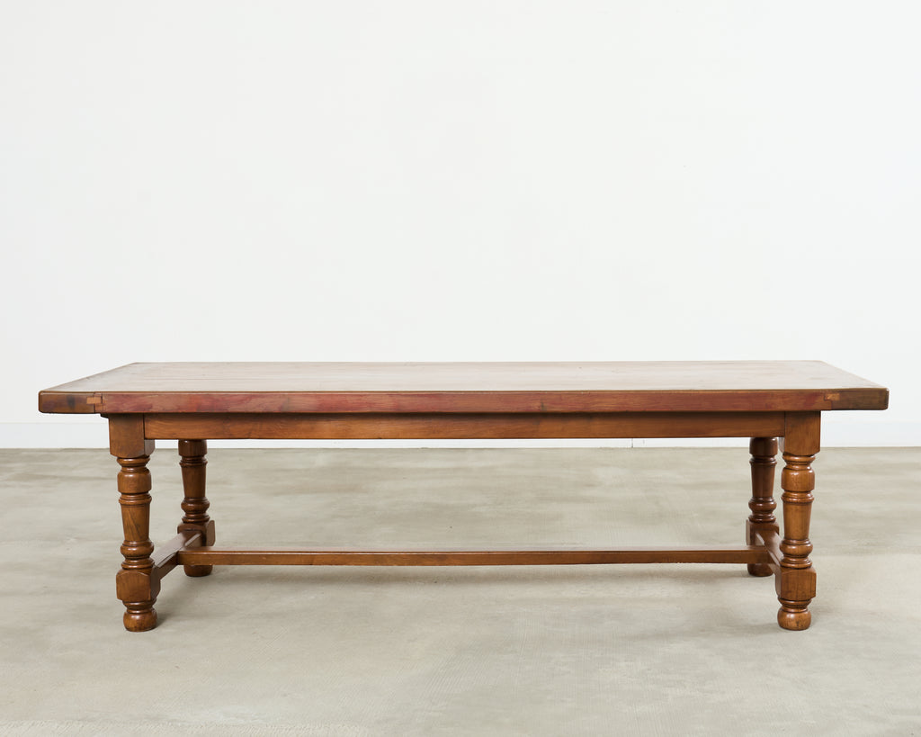 Country English Provincial Walnut Farmhouse Trestle Dining Table 8 Ft.