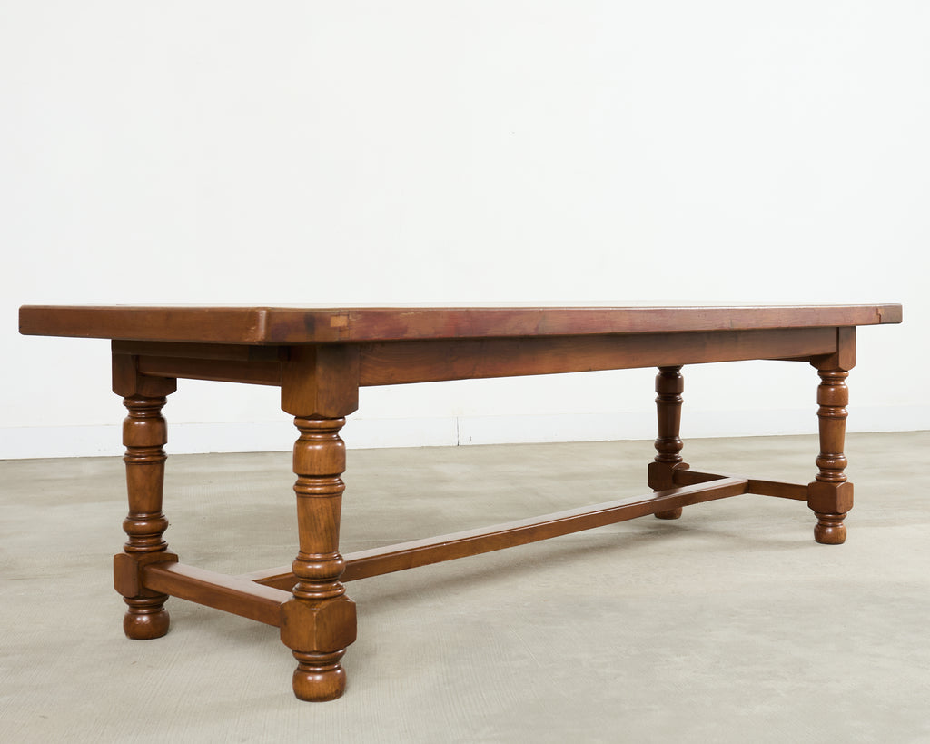 Country English Provincial Walnut Farmhouse Trestle Dining Table 8 Ft.