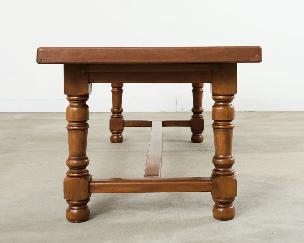 Country English Provincial Walnut Farmhouse Trestle Dining Table 8 Ft.