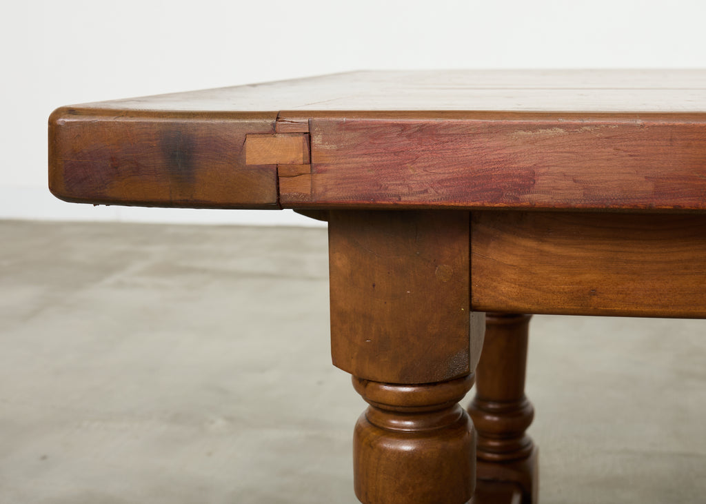 Country English Provincial Walnut Farmhouse Trestle Dining Table 8 Ft.