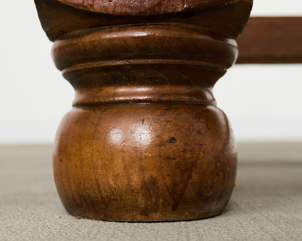 Country English Provincial Walnut Farmhouse Trestle Dining Table 8 Ft.