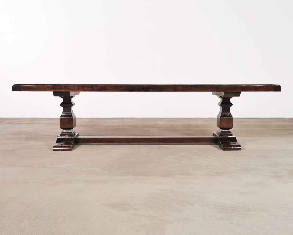 Country Italian Provincial Oak Farmhouse Trestle Dining Table 10 Ft