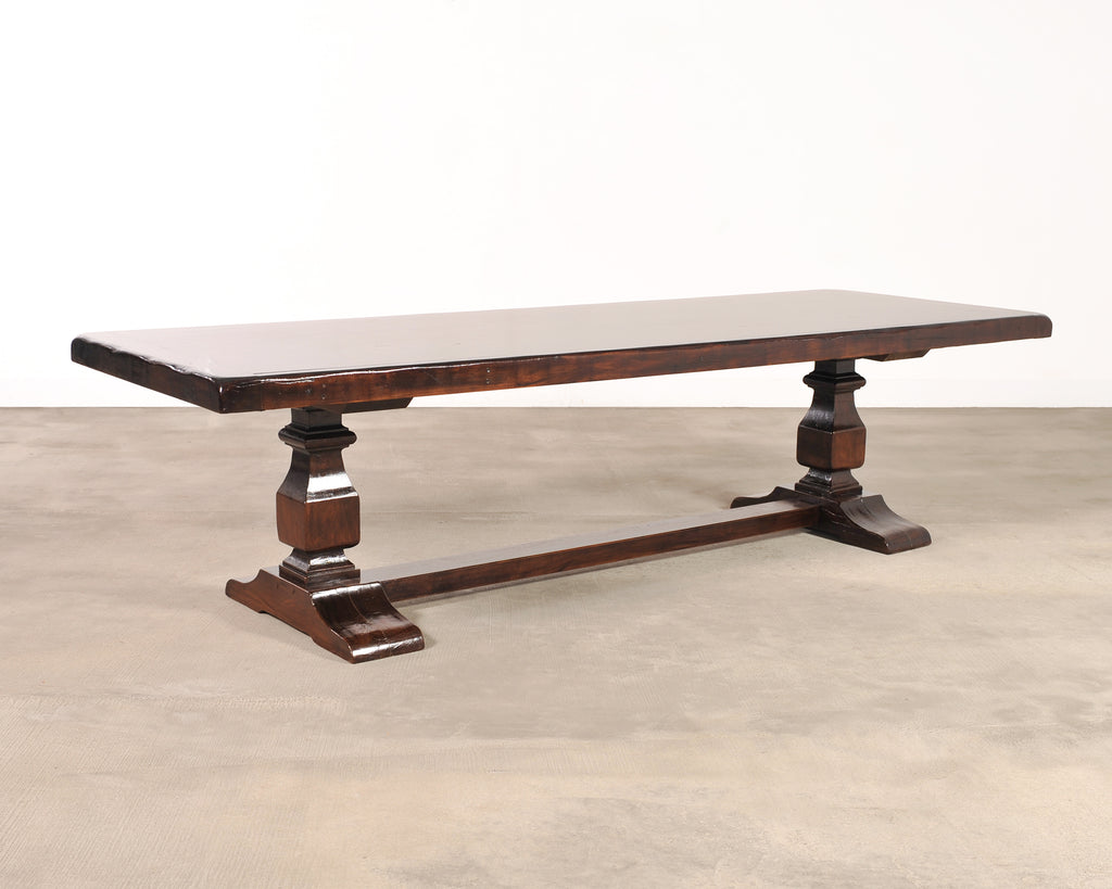 Country Italian Provincial Oak Farmhouse Trestle Dining Table 10 Ft