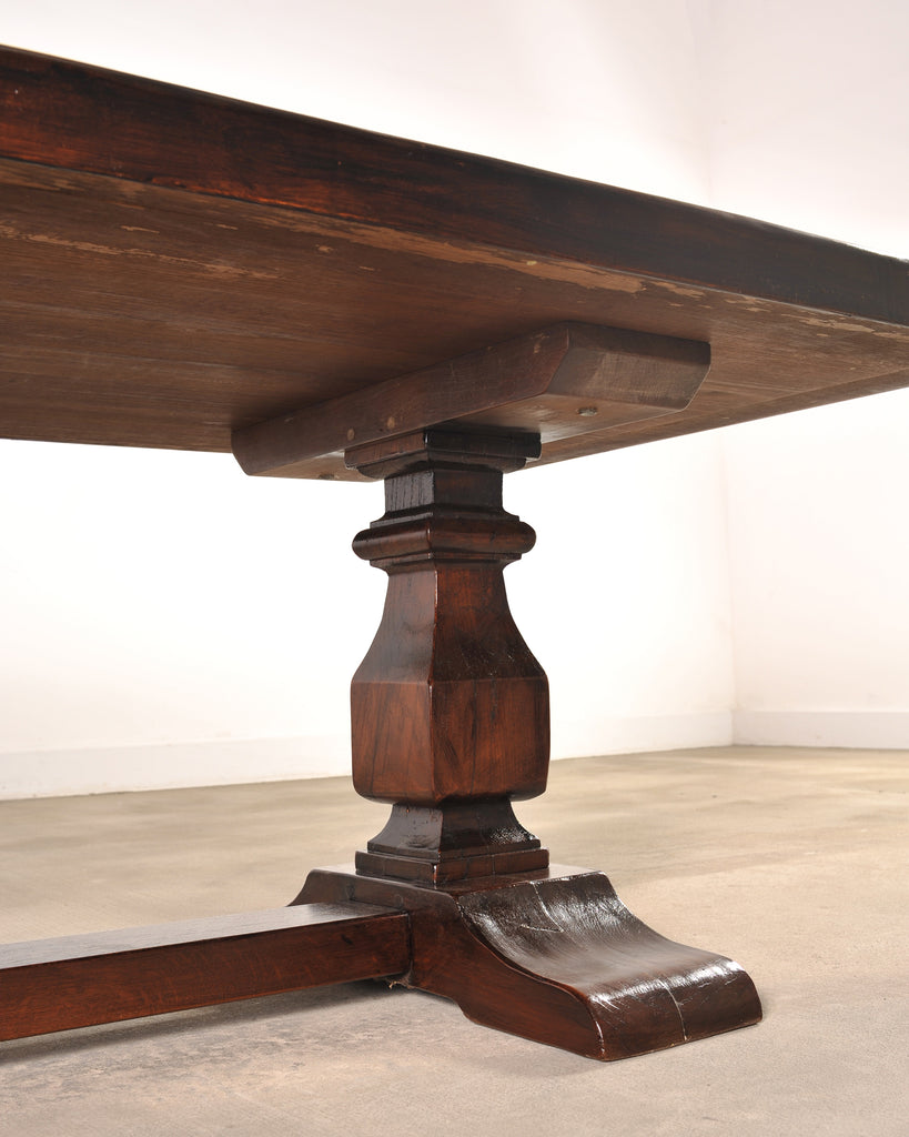 Country Italian Provincial Oak Farmhouse Trestle Dining Table 10 Ft