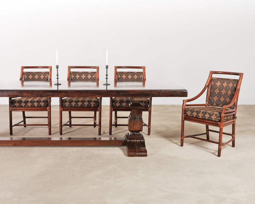 Country Italian Provincial Oak Farmhouse Trestle Dining Table 10 Ft