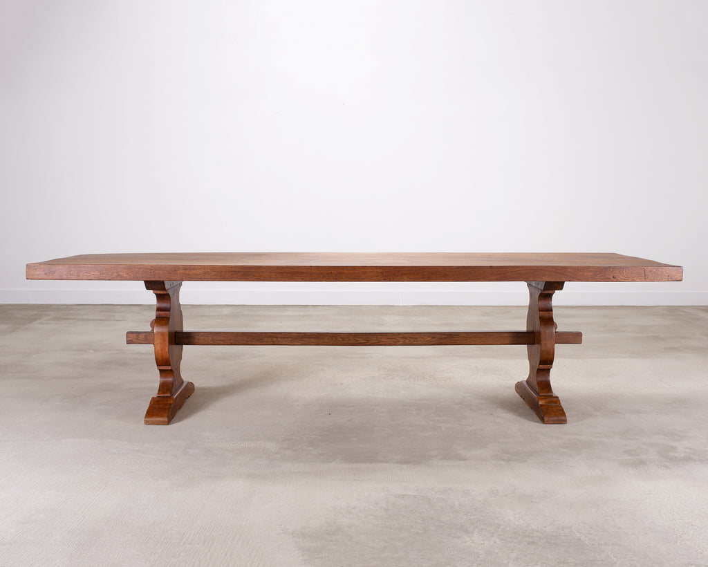 Country French Provincial Oak Farmhouse Trestle Dining Table 10 Ft