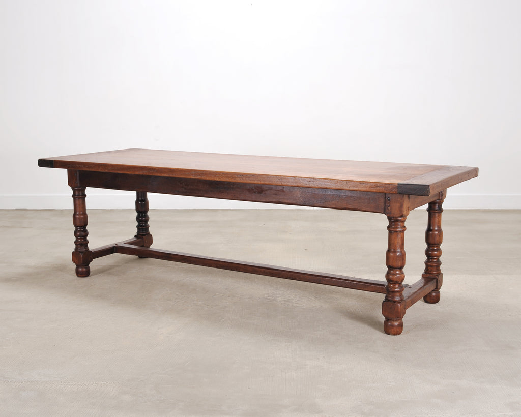 Country French Provincial Mahogany Farmhouse Dining Table 8 Ft