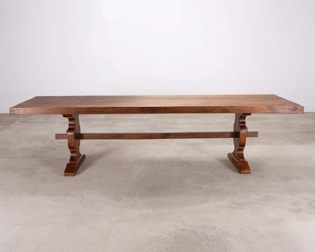 Country French Provincial Oak Farmhouse Trestle Dining Table 10 Ft