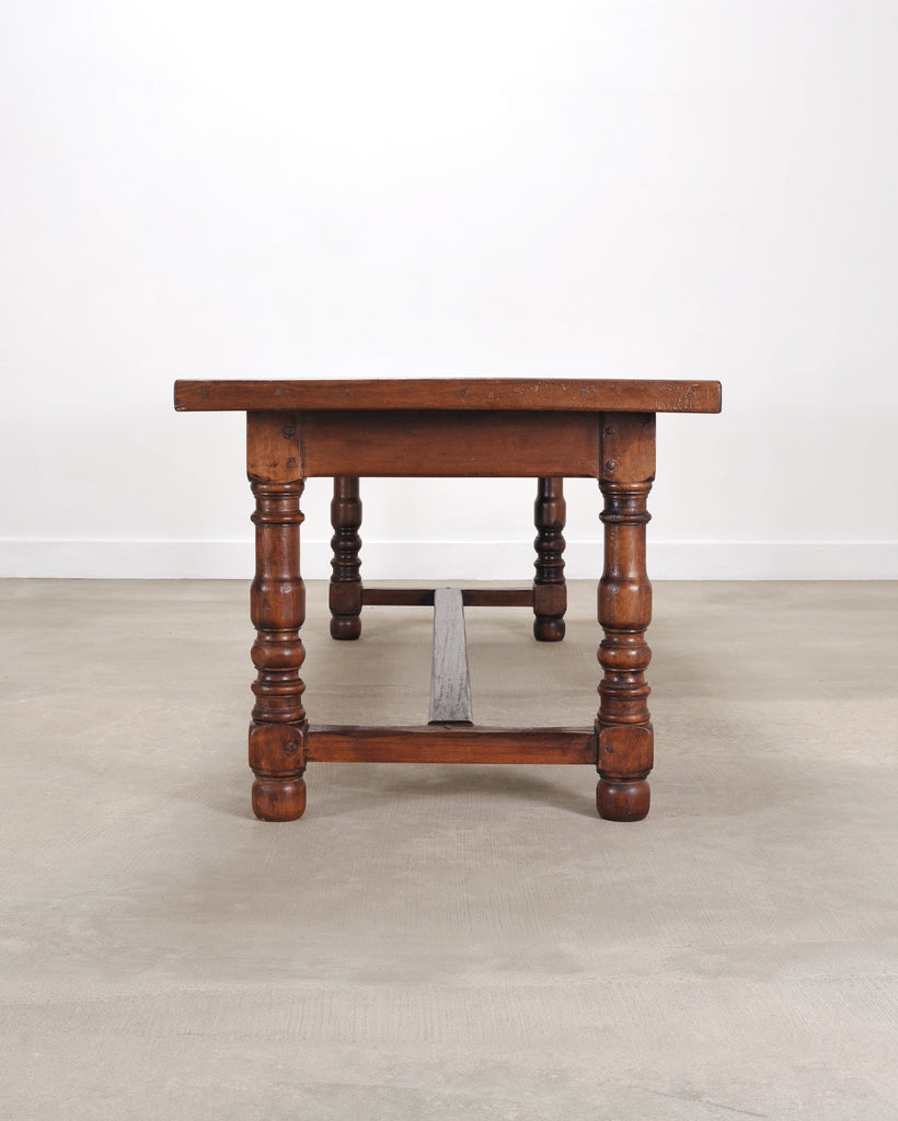 Country French Provincial Mahogany Farmhouse Dining Table 8 Ft