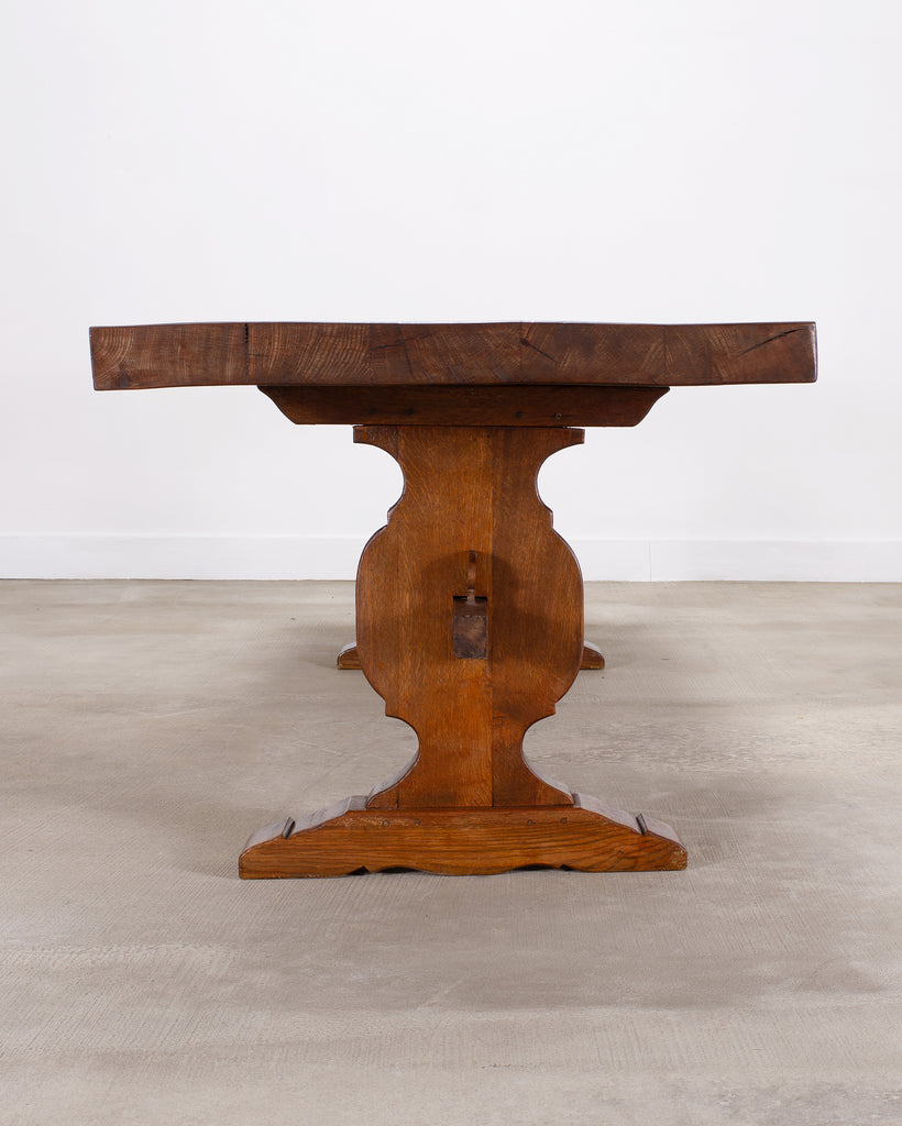 Country French Provincial Oak Farmhouse Trestle Dining Table 10 Ft