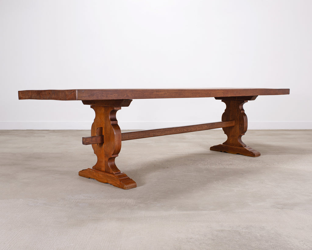Country French Provincial Oak Farmhouse Trestle Dining Table 10 Ft