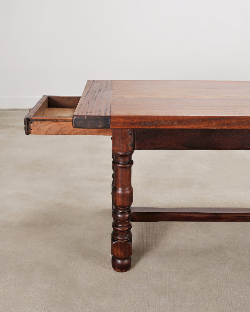 Country French Provincial Mahogany Farmhouse Dining Table 8 Ft