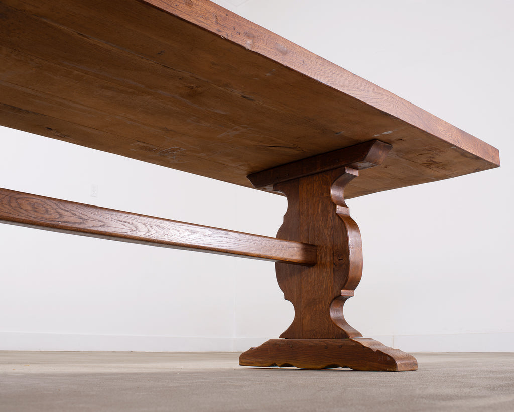 Country French Provincial Oak Farmhouse Trestle Dining Table 10 Ft