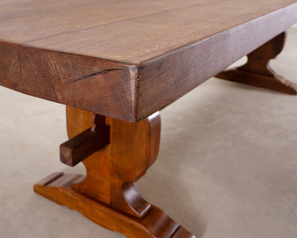 Country French Provincial Oak Farmhouse Trestle Dining Table 10 Ft
