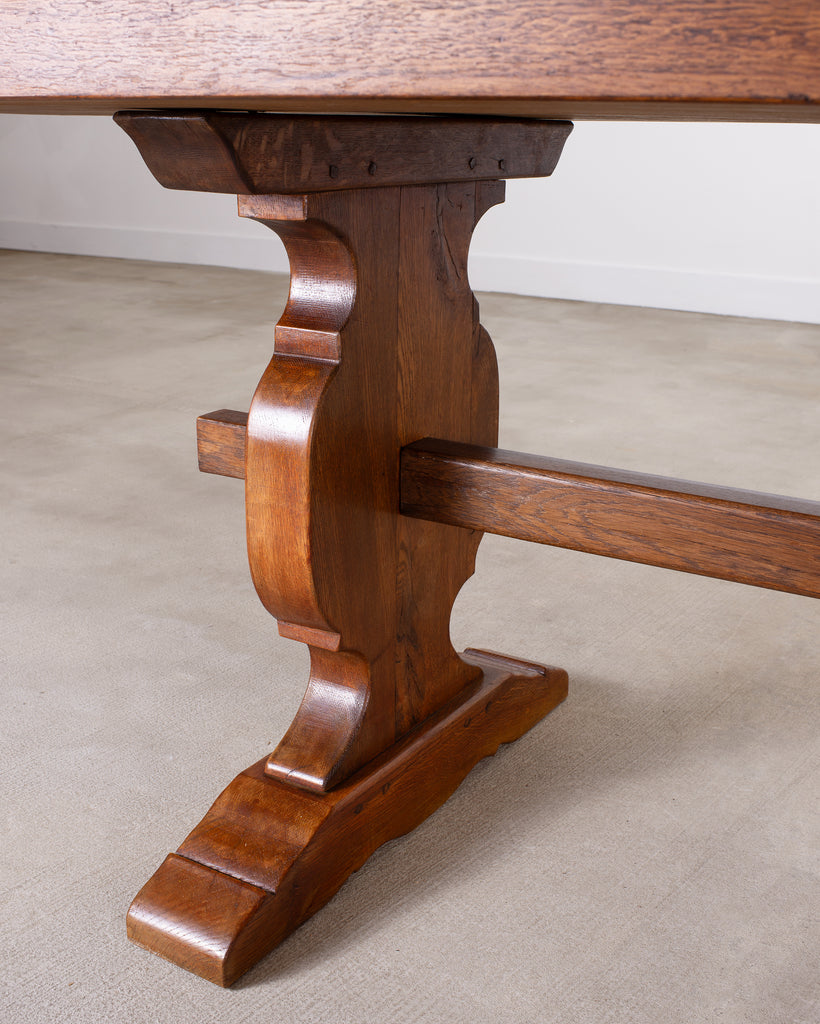 Country French Provincial Oak Farmhouse Trestle Dining Table 10 Ft
