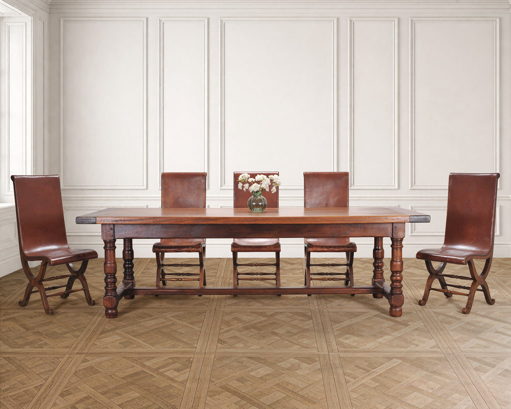 Country French Provincial Mahogany Farmhouse Dining Table 8 Ft
