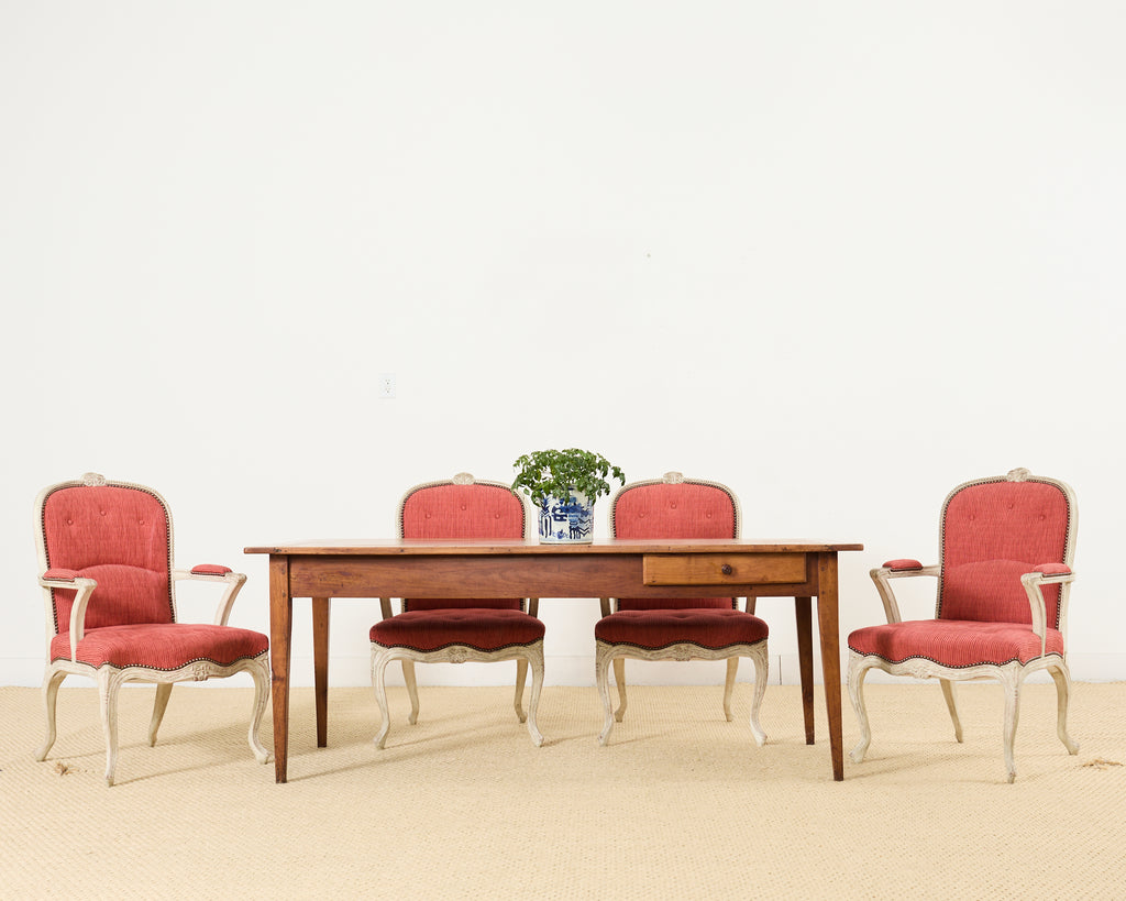 Set of Twelve Country French Provincial Style Painted Dining Chairs