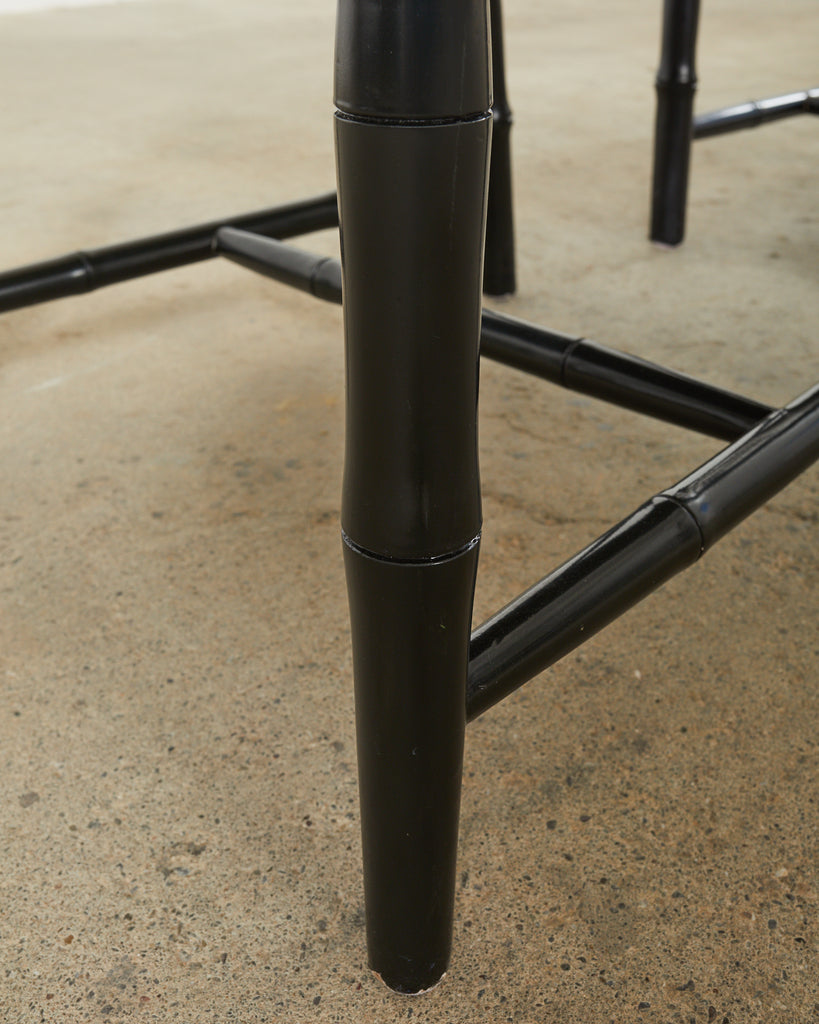 Set of Eight Faux Bamboo Bouclé Lacquered Chloe Dining Chairs