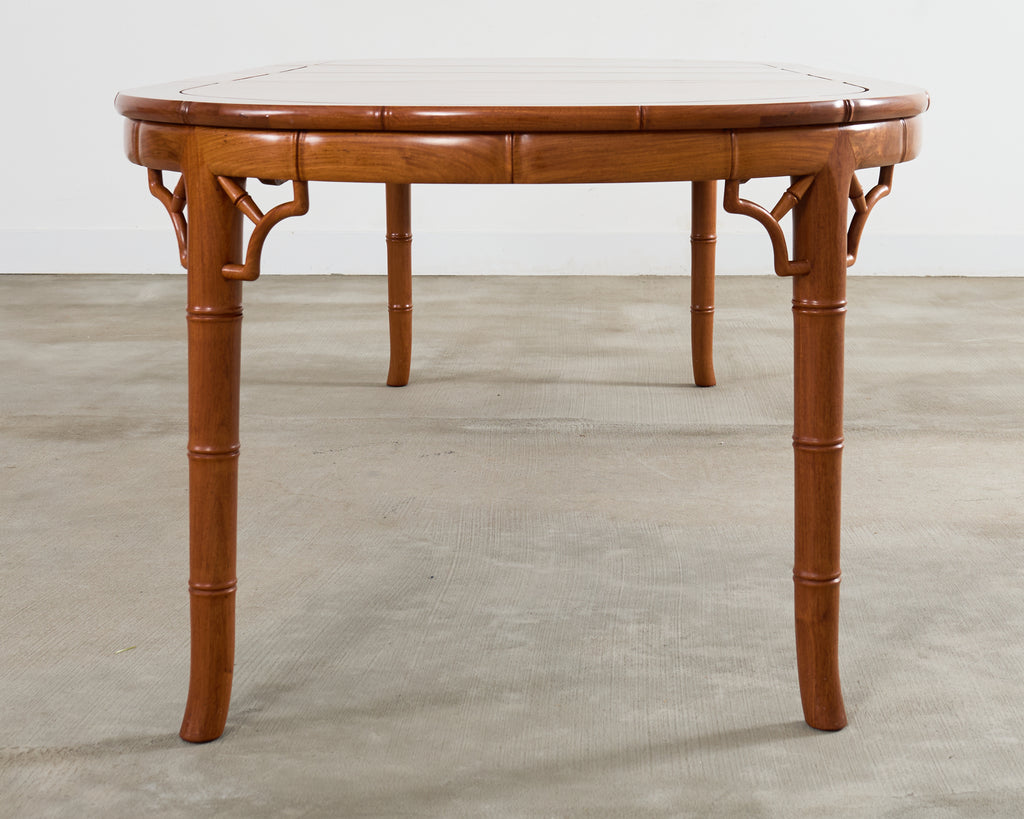 Chinese Chippendale Faux Bamboo Hardwood Extending Dining Table