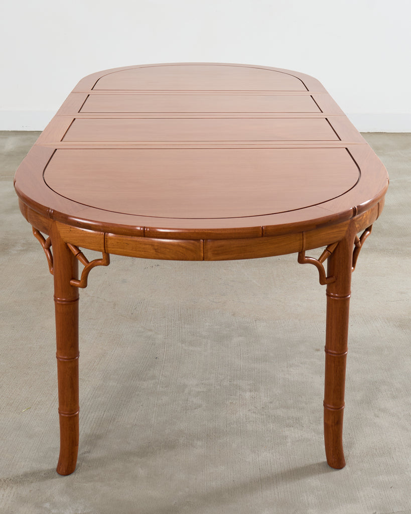 Chinese Chippendale Faux Bamboo Hardwood Extending Dining Table