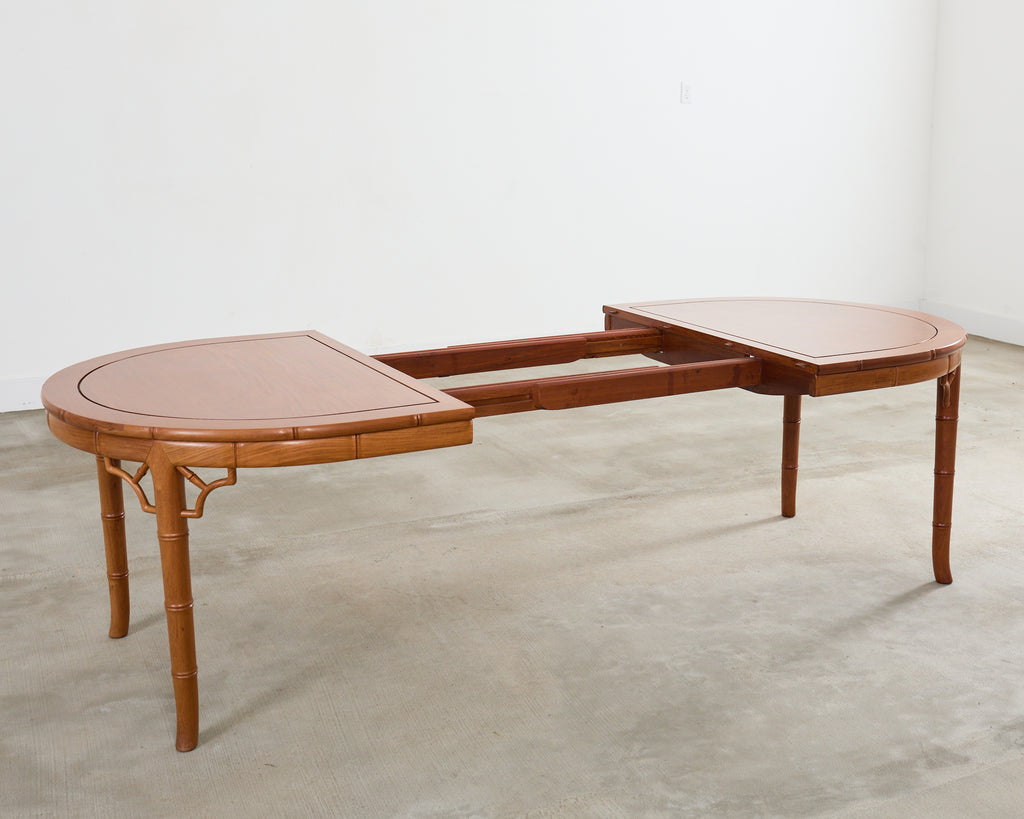 Chinese Chippendale Faux Bamboo Hardwood Extending Dining Table
