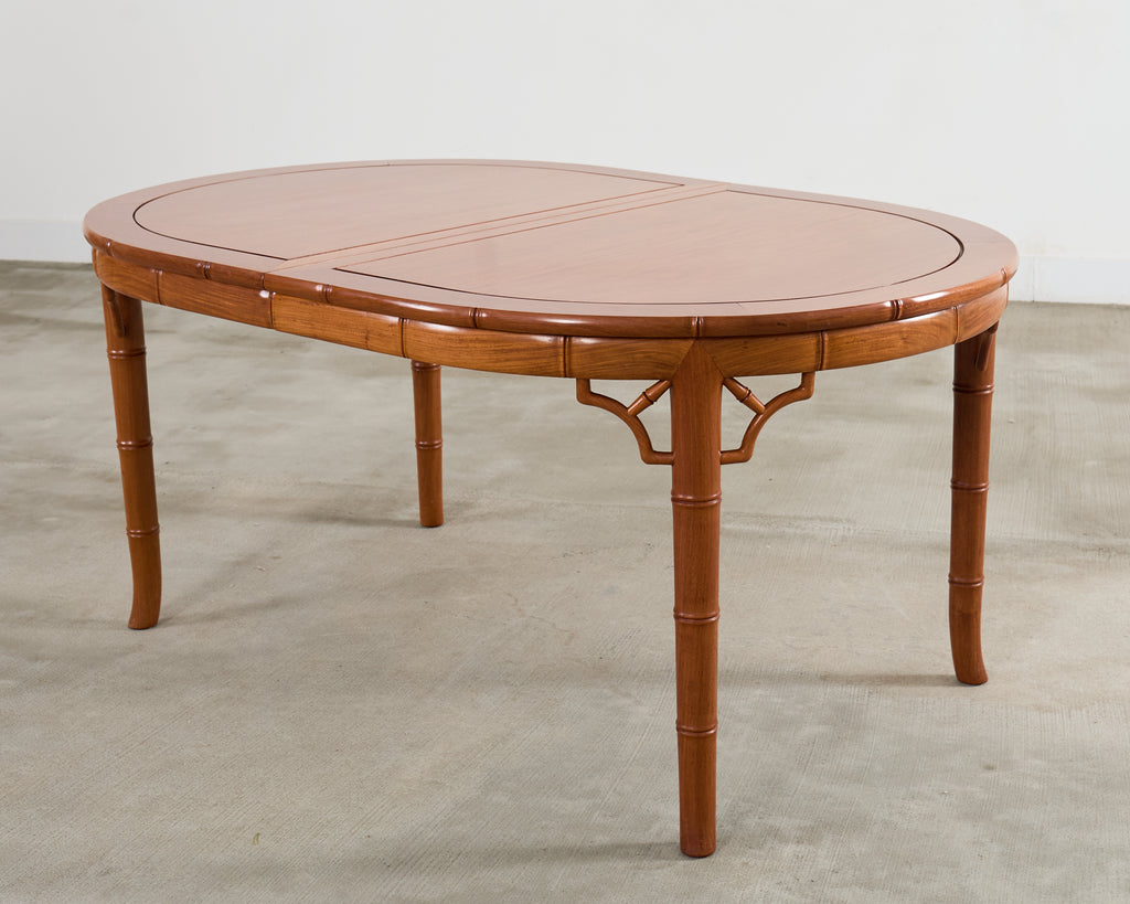 Chinese Chippendale Faux Bamboo Hardwood Extending Dining Table