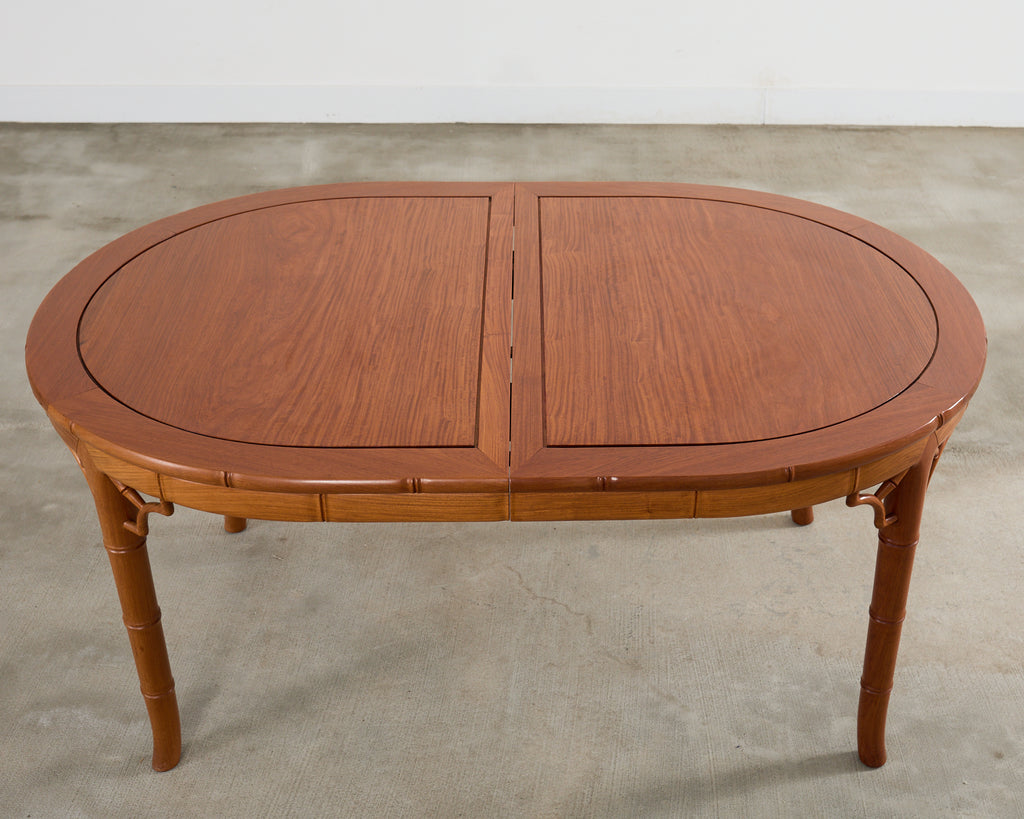 Chinese Chippendale Faux Bamboo Hardwood Extending Dining Table