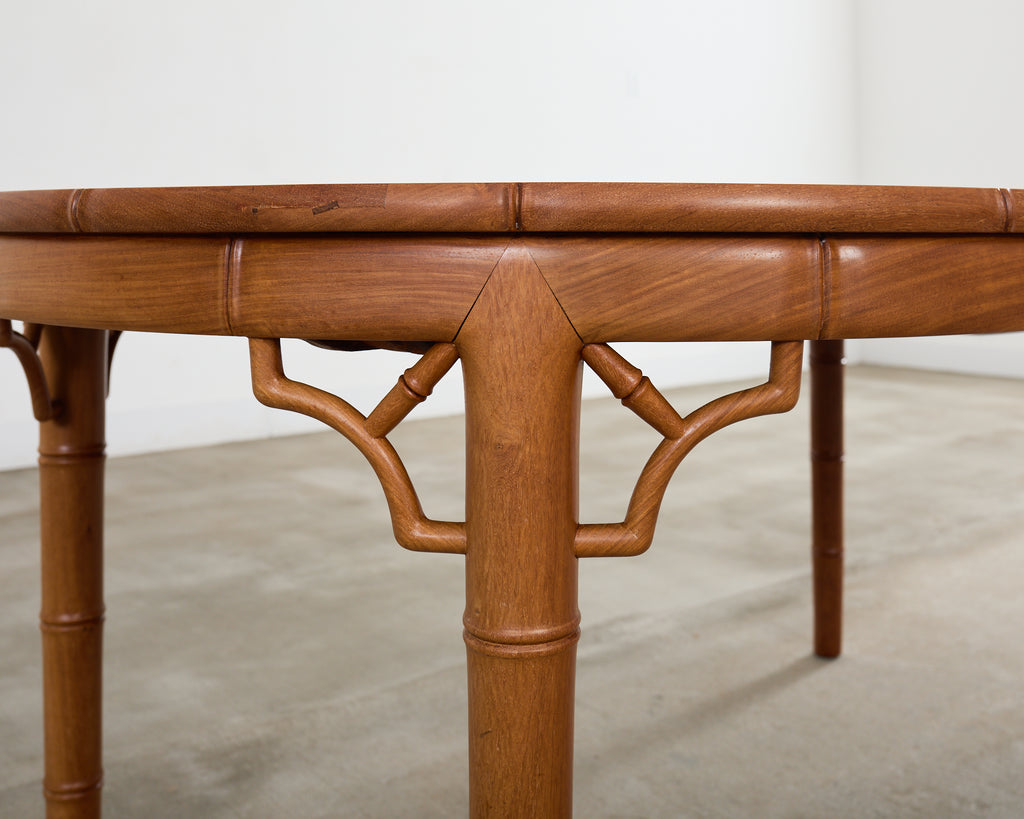 Chinese Chippendale Faux Bamboo Hardwood Extending Dining Table