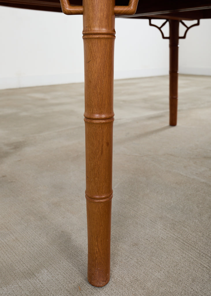Chinese Chippendale Faux Bamboo Hardwood Extending Dining Table