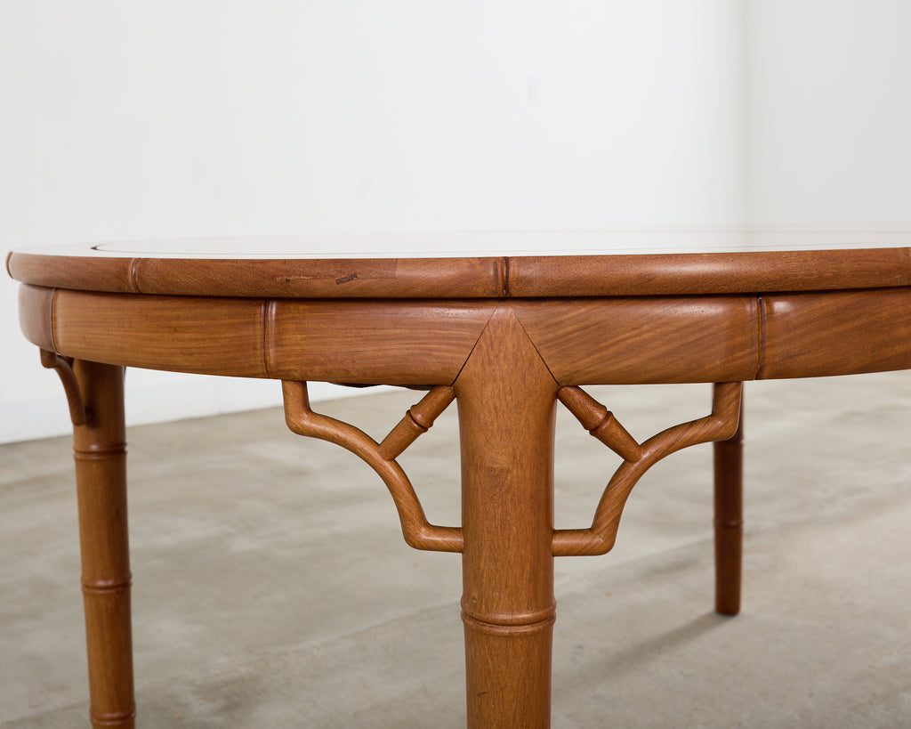 Chinese Chippendale Faux Bamboo Hardwood Extending Dining Table