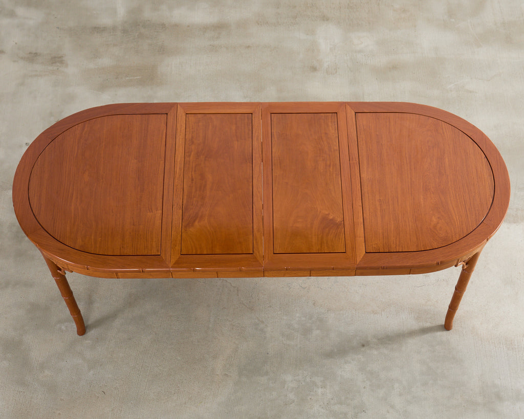 Chinese Chippendale Faux Bamboo Hardwood Extending Dining Table