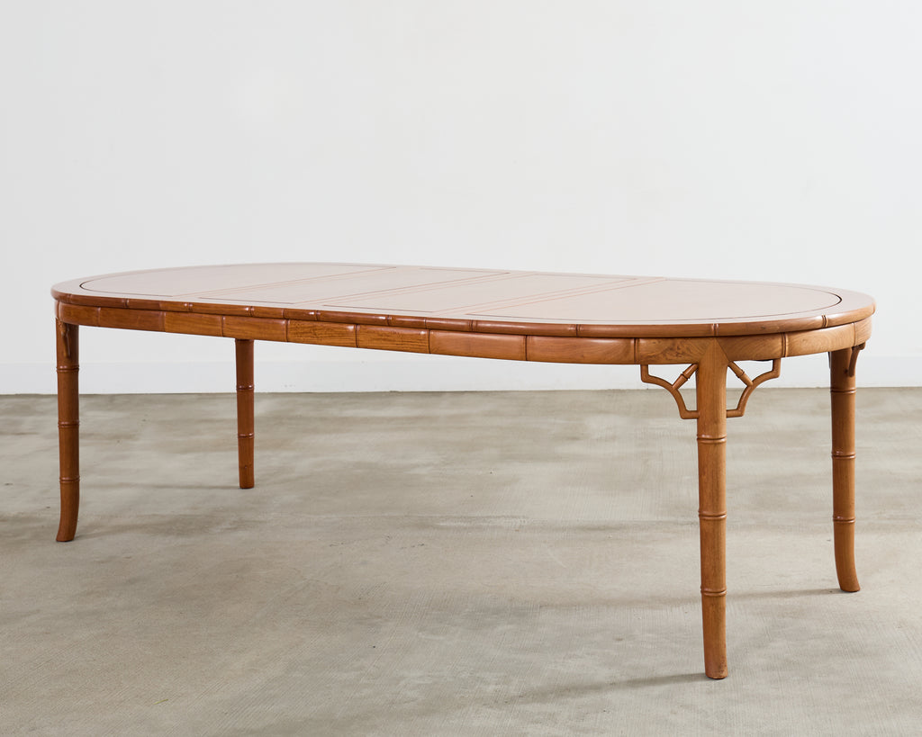 Chinese Chippendale Faux Bamboo Hardwood Extending Dining Table