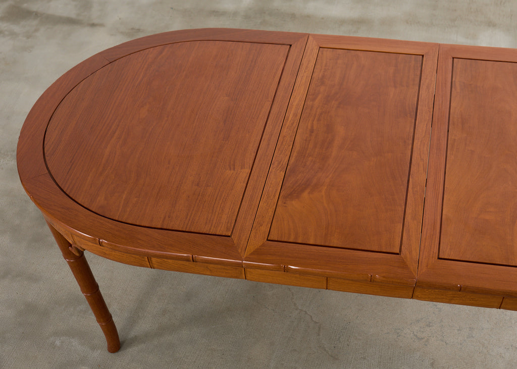 Chinese Chippendale Faux Bamboo Hardwood Extending Dining Table